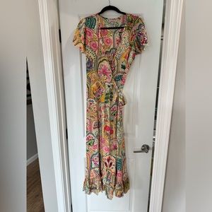 Multicolor floral midi wrap dress